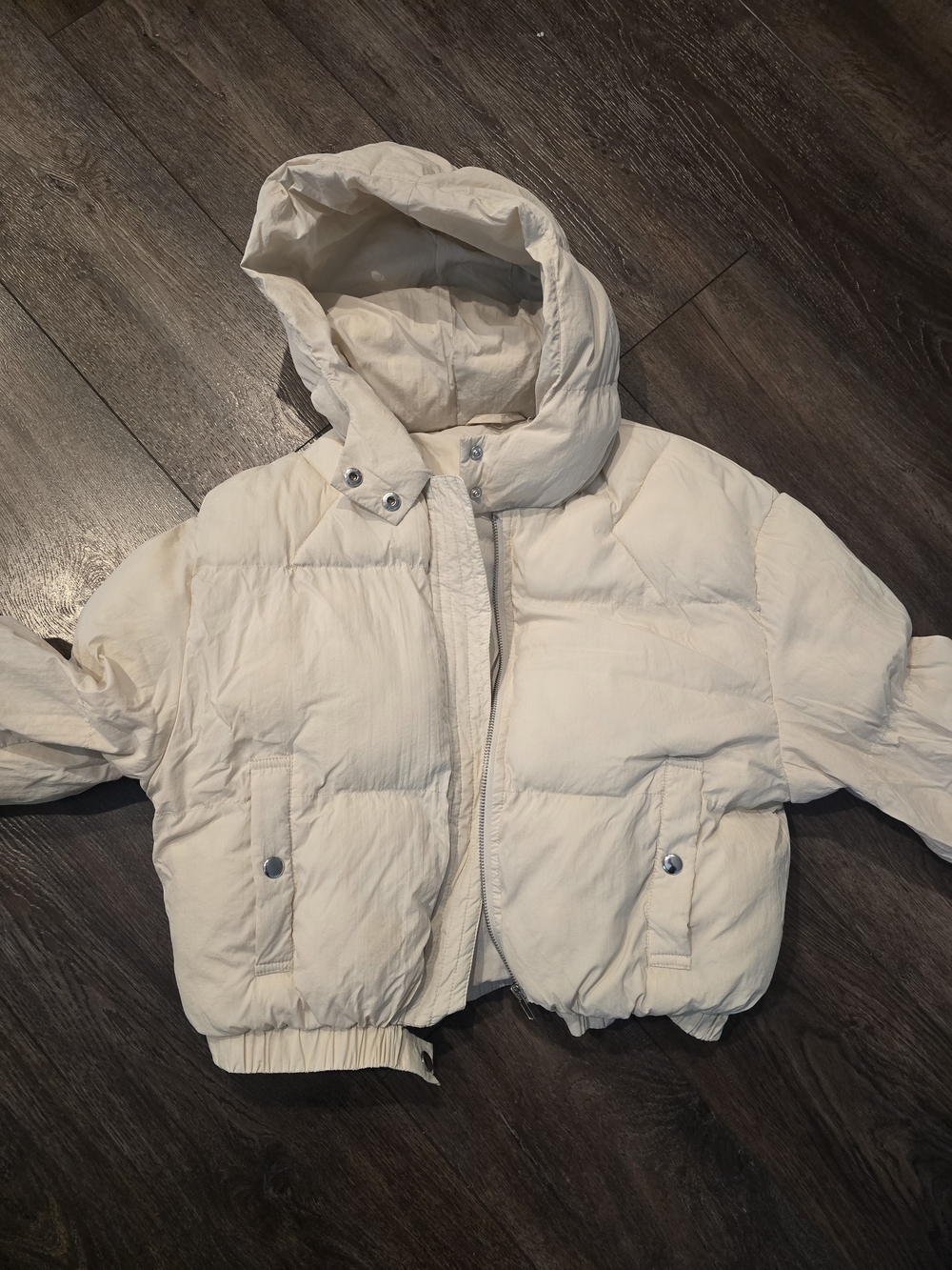 Hooded Puffer Jacket - Cream